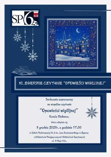 Plakat z zaproszeniem na XI Zgierskie Czytanie &bdquo;Opowieści wigilijnej&rdquo;