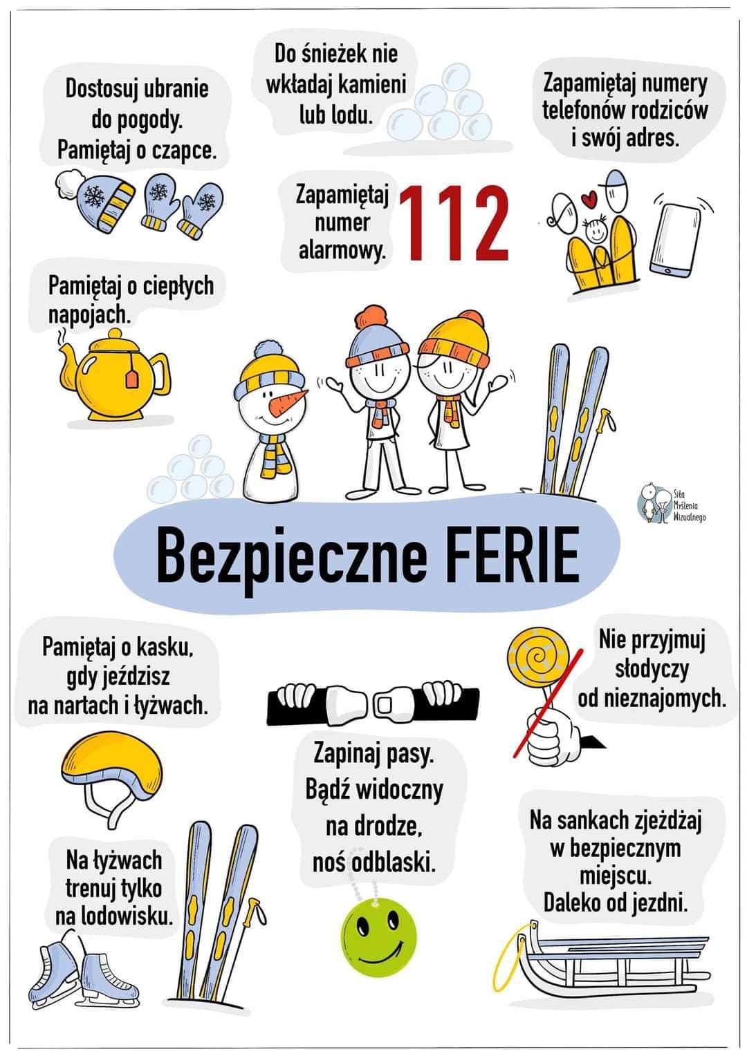 Plakat z&nbsp;zasadami o&nbsp;bezpiecznych feriach