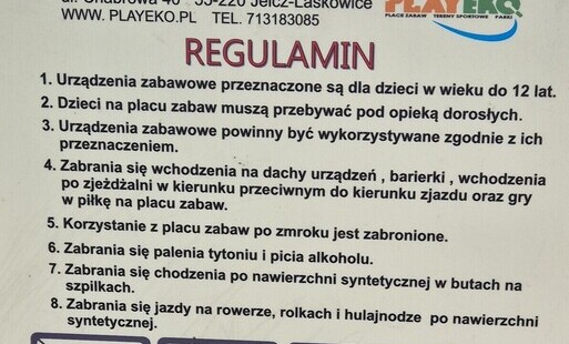 Zdjęcie do Regulamin placu zabaw